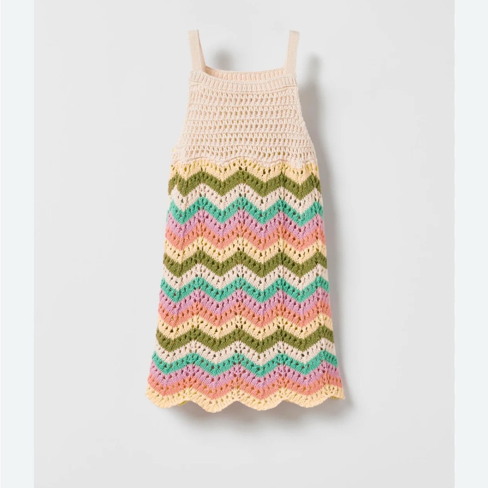Zara girls pastel ivory crochet dress size 6-7